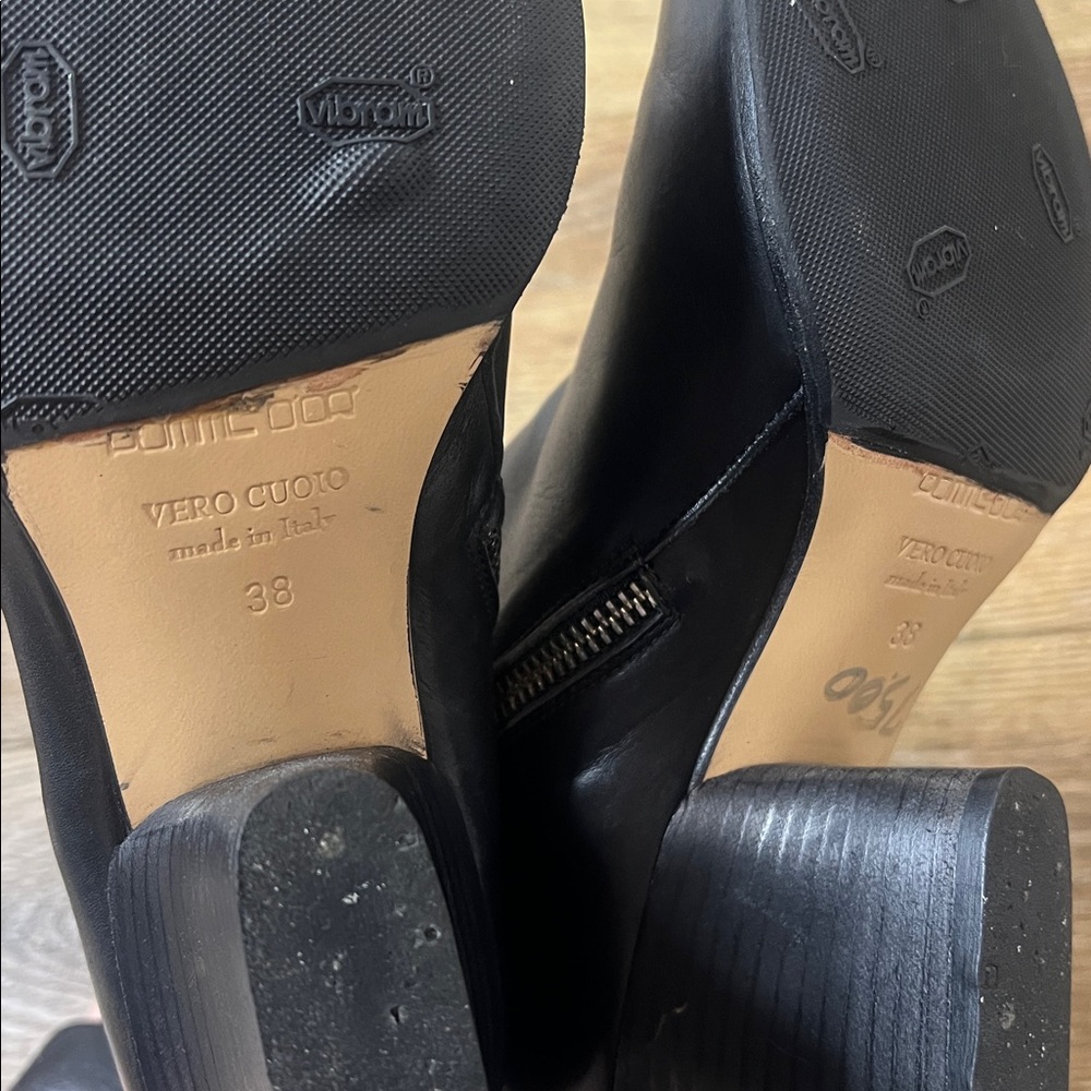 Pomme D’or Black Leather Ankle Boots Size 38/7.5US - Picture 8 of 10